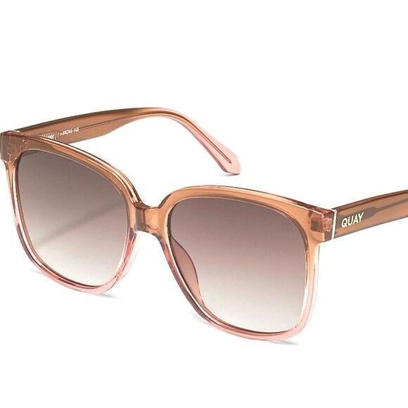 Quay Australia Wide Awake Remixed Oversized Sunglasses- Coffee Rose Frame/Brown - Picture 1 of 12